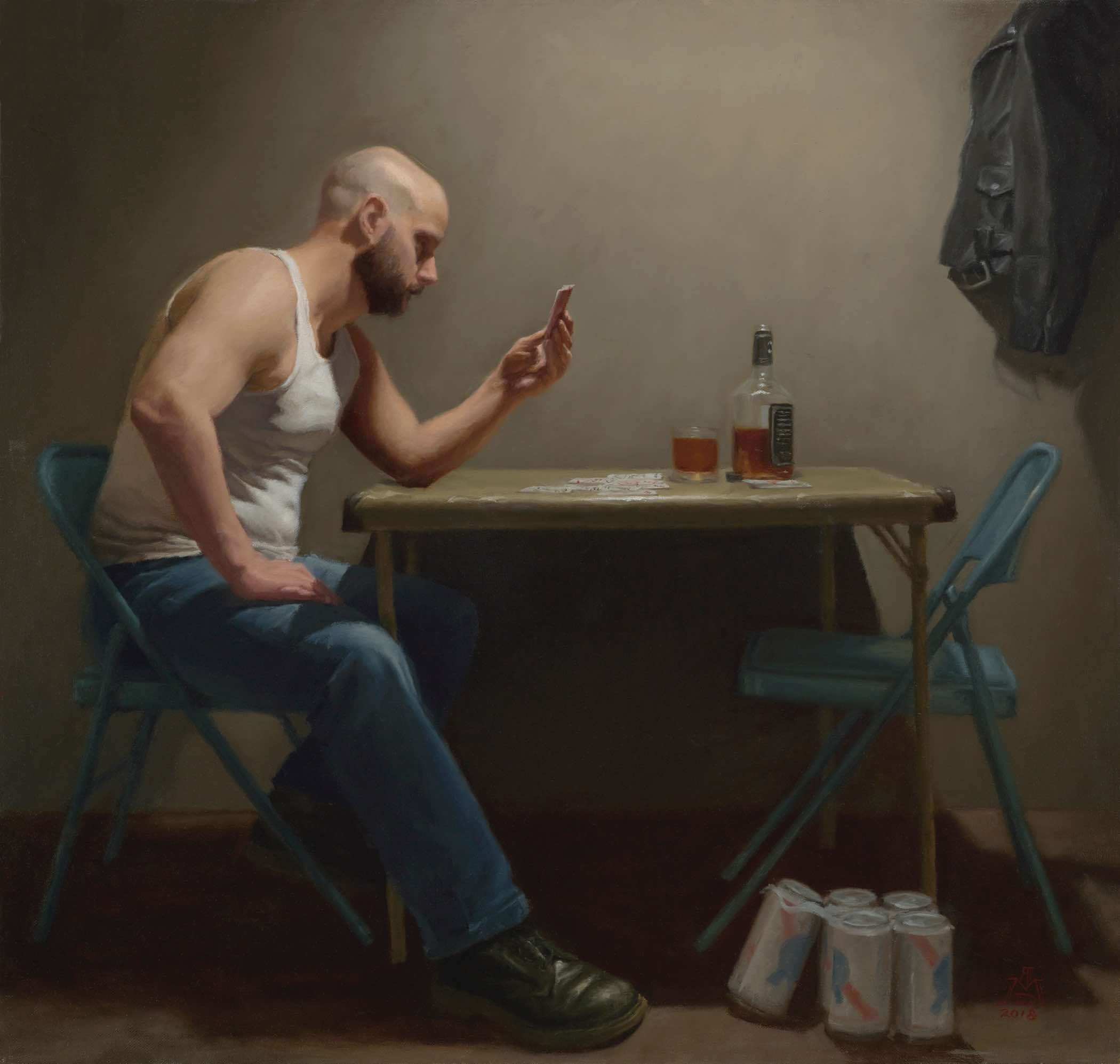 Marc Duquette’s painting “Cheating at Solitaire” was recently juried into the Figuratively Speaking exhibition at the Salmagundi Club in New York City.