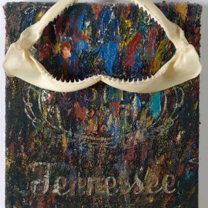 Kronus - Mixed Media Painting on Stretched T Shirt with Shark Jaw