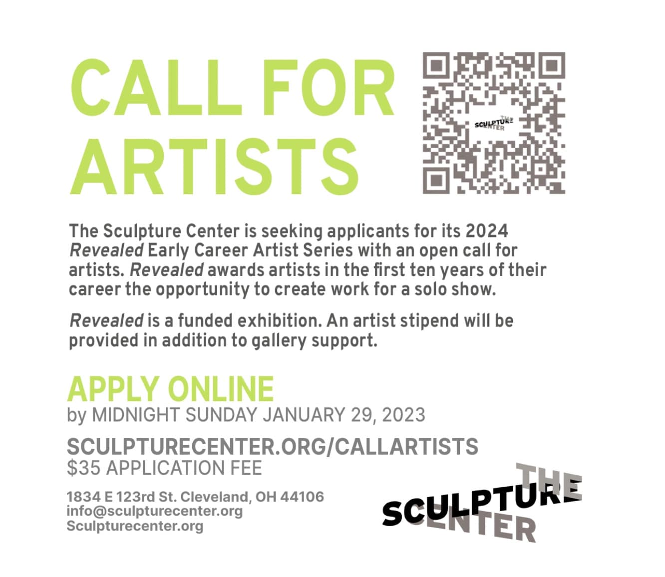 Call For Artists: The Sculpture Center in Cleveland