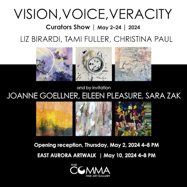 VISION, VOICE, VERACITY at The COMMA Includes Curators and Pleasure